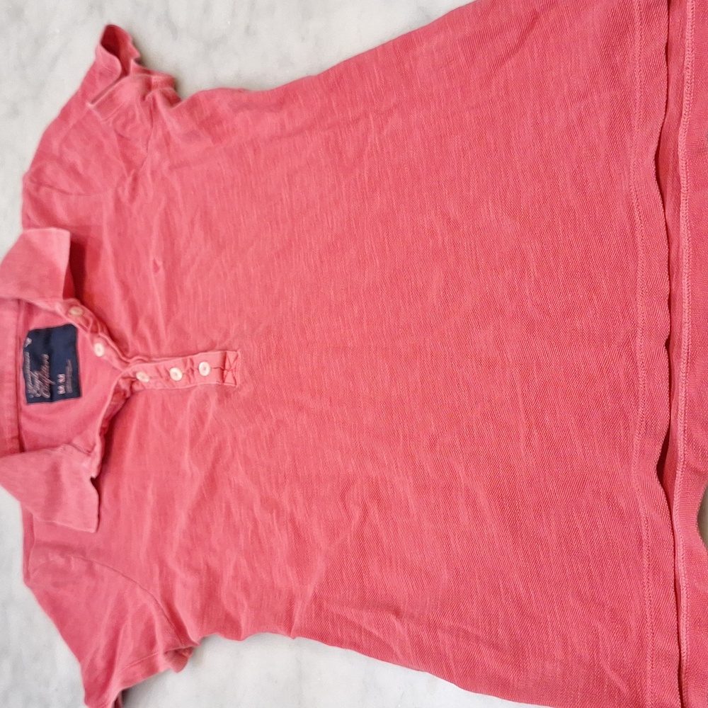 American Eagle Polo Y2k Rosey Pink Women's Sz Med Shortsleeve Fitted‎ Shirt
